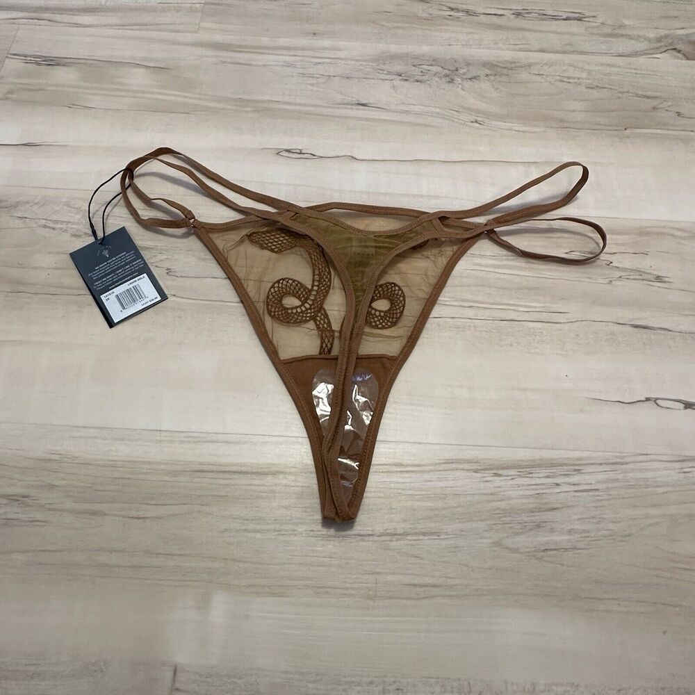 Thistle and Spire Panties 3X Medusa Sheer Thong Snakes Cobra Gold Revolve NWT - Picture 4 of 6